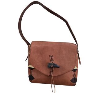 Lucky Brand Shoulder Bag Laguna Canyon Collection Camel Brown Cowhide Leather